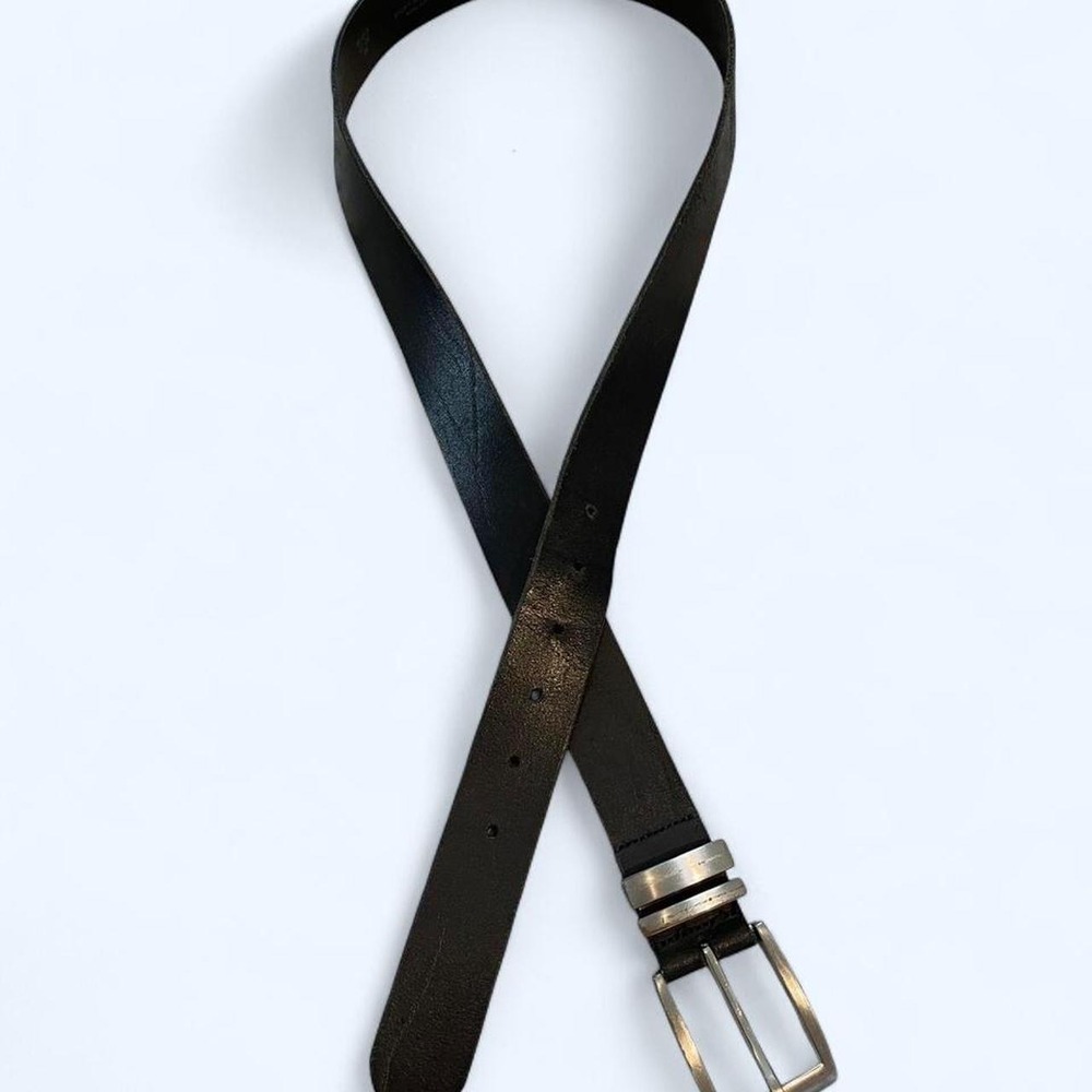 Black leather‎ belt with silver buckle size M by Next